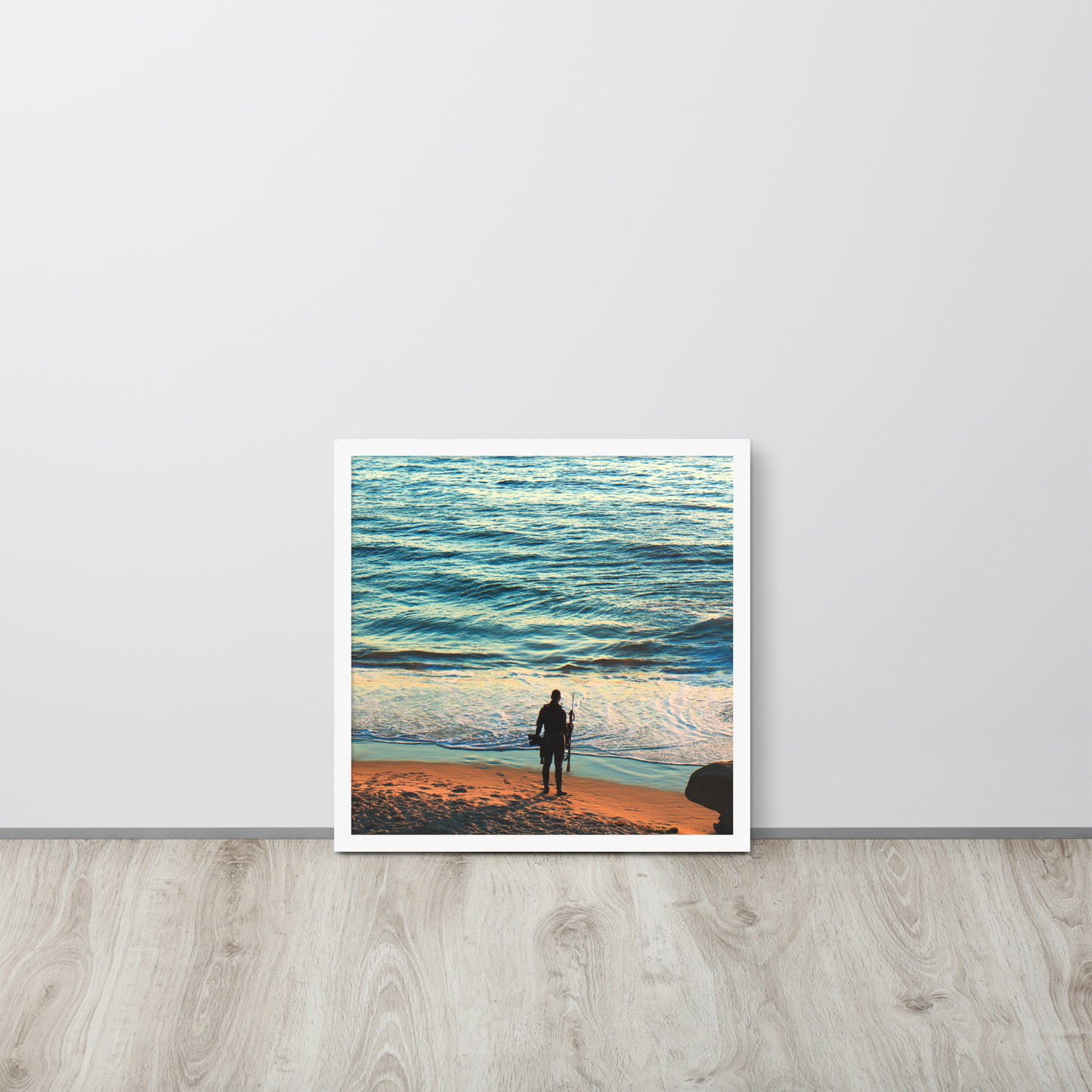 Spear Fishing Framed photo paper poster