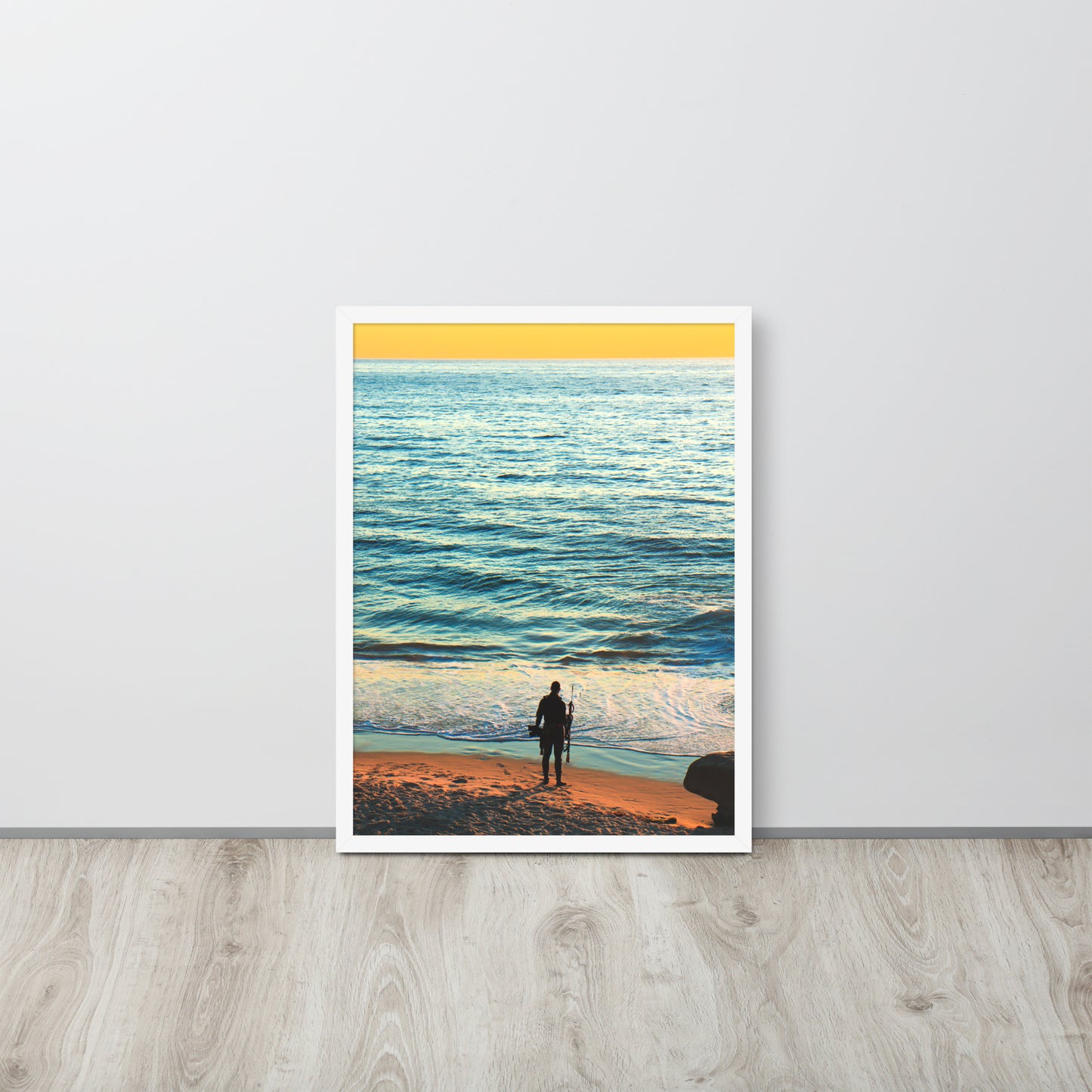 Spear Fishing Framed photo paper poster