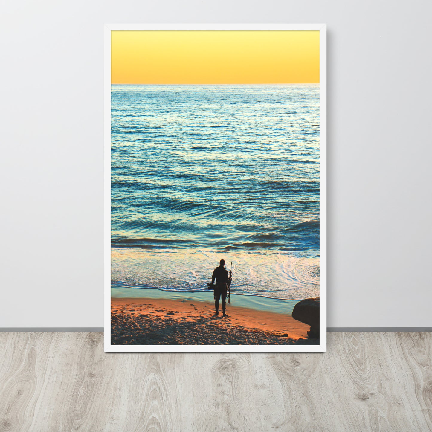 Spear Fishing Framed photo paper poster