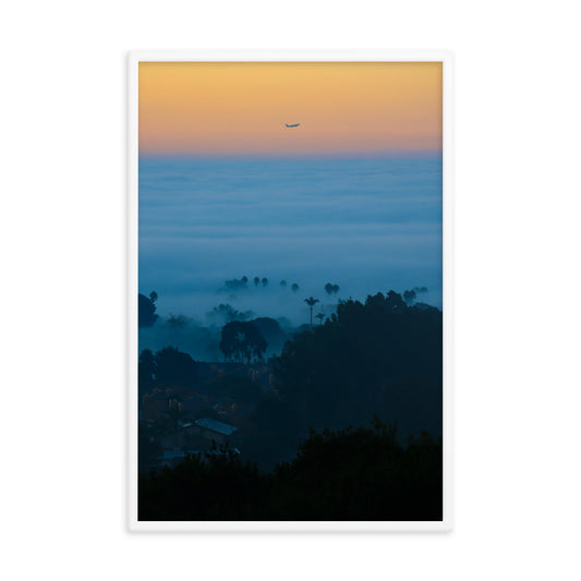 foggy morning flight Framed poster