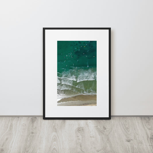 Surf Line Up Matte Paper Framed Poster With Mat