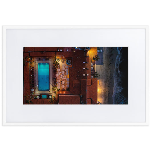 Beach Club at Night Matte Paper Framed Poster With Mat