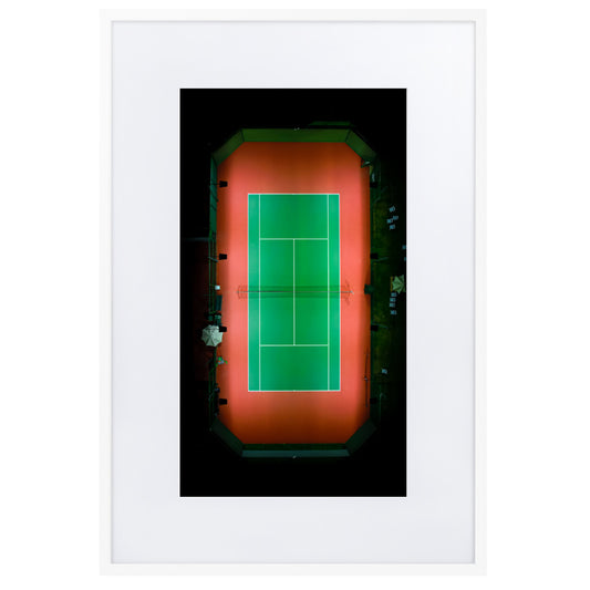 Beach Club Tennis Court At Night Matte Paper Framed Poster With Mat